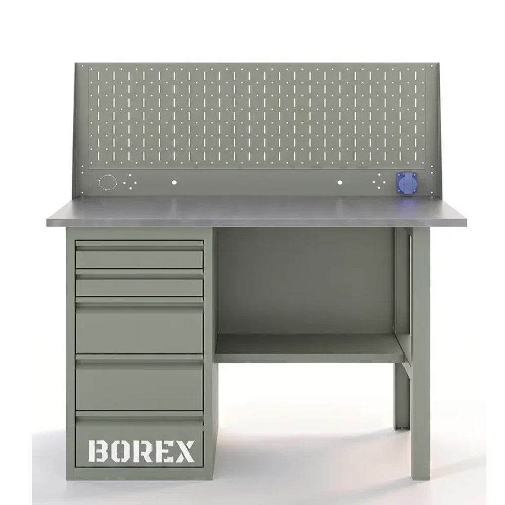 GREENBERG OLIVE Верстак с перфопанелью одинарной с ящиками 1200мм VERSTAK_OLIVE_Y1_Р1_1200