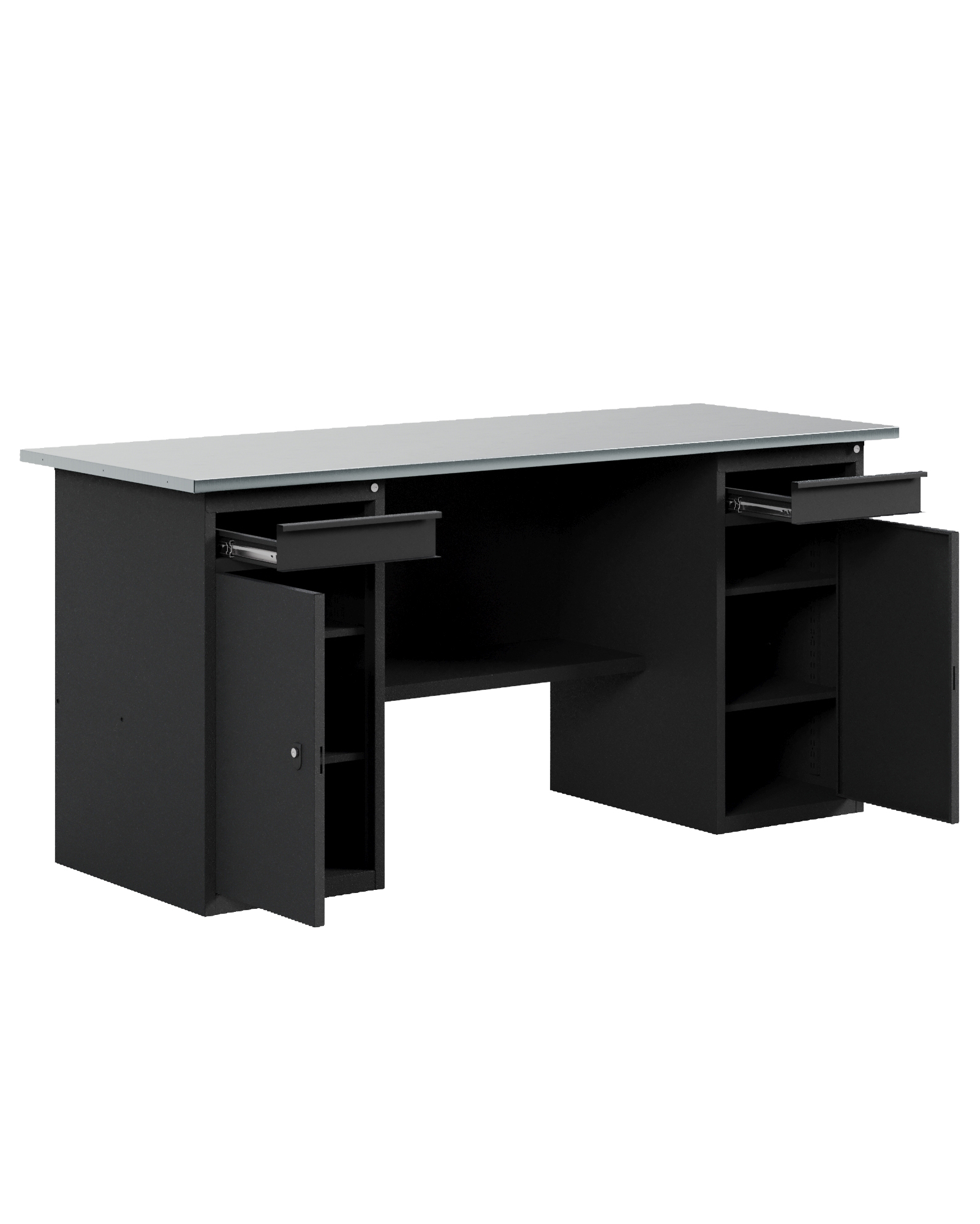 GREENBERG BLACK Верстак-стол с двумя тумбами/ящик 1800мм VERSTAK_BLACK_W2_1800