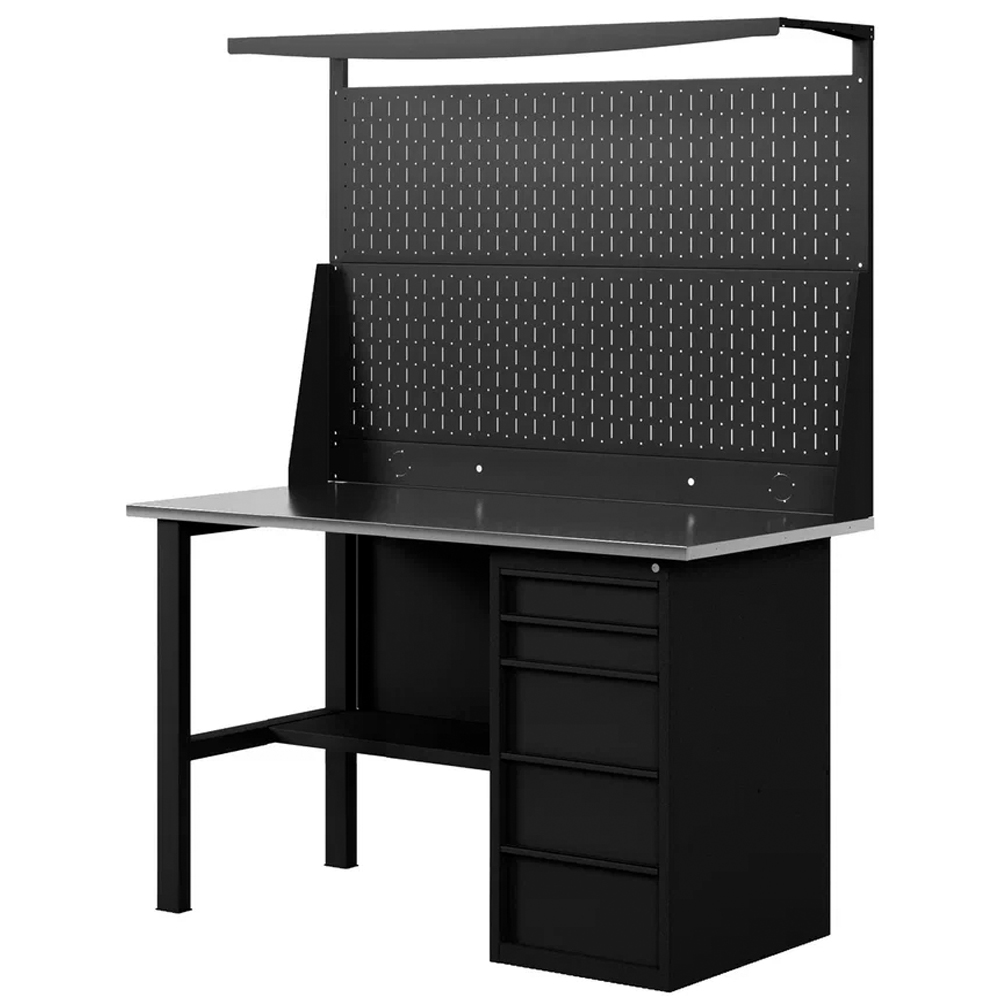 GREENBERG BLACK Верстак-стол с перфопанелью двойной с ящиками 1200мм VERSTAK_BLACK_Y1_Р2_1200