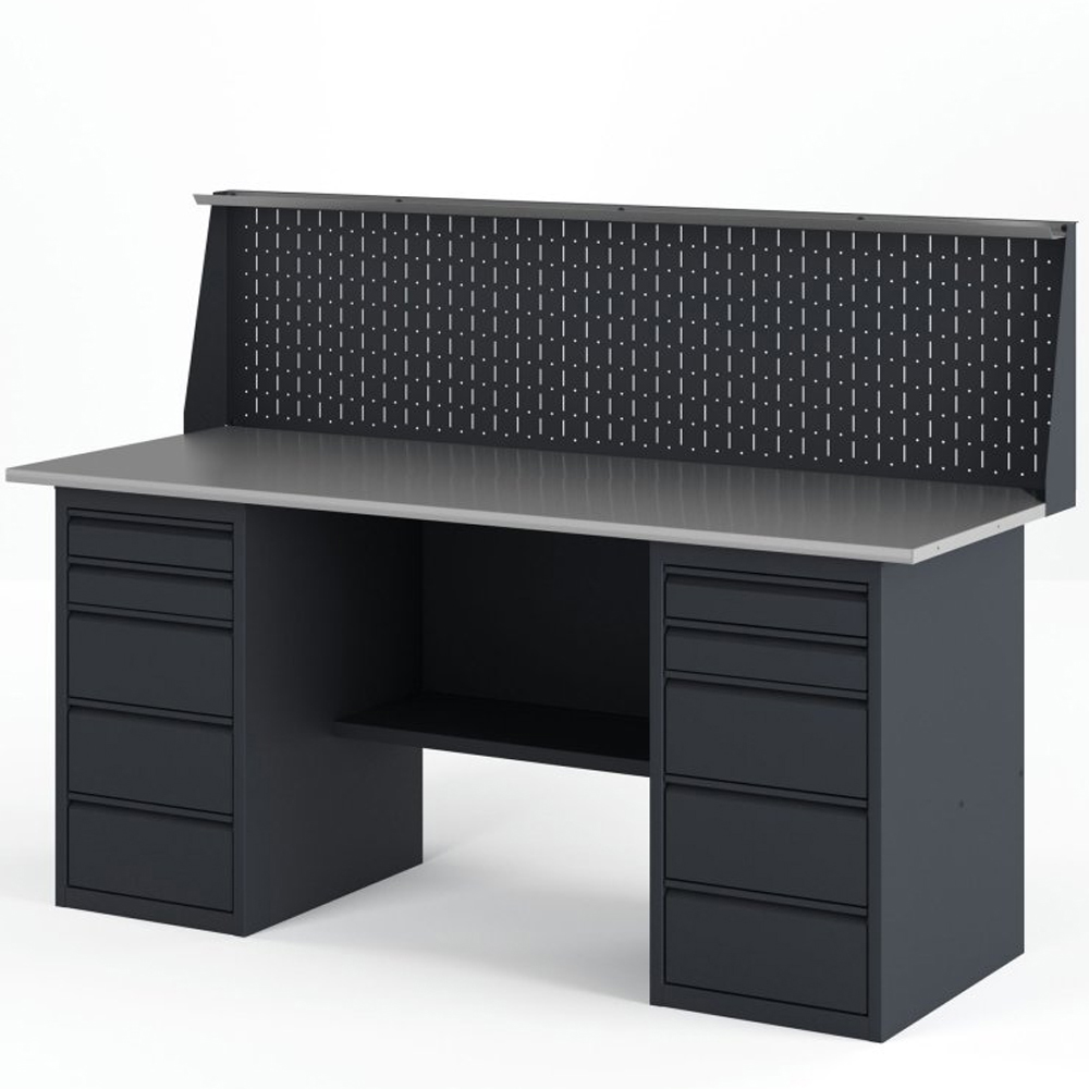 GREENBERG Верстак с двумя тумбами с ящиками с перфопанелью 1800мм VERSTAK_Y2_P_1800