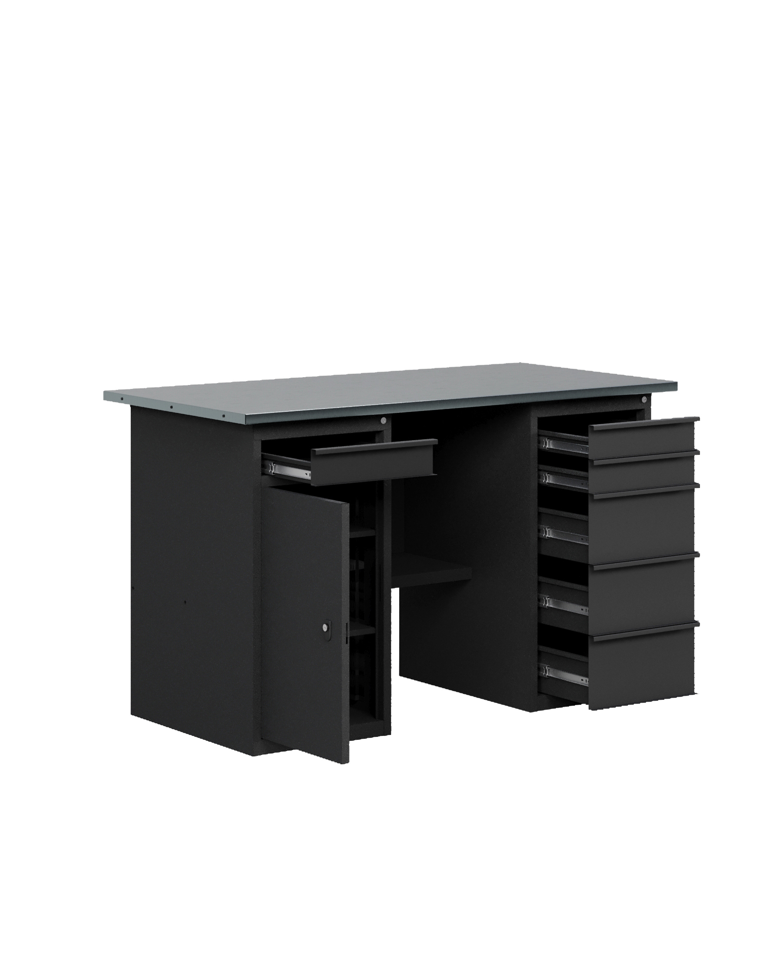 GREENBERG BLACK Верстак-стол с тумбой с ящиками и тумбой/ящик 1400мм VERSTAK_BLACK_WY_1400