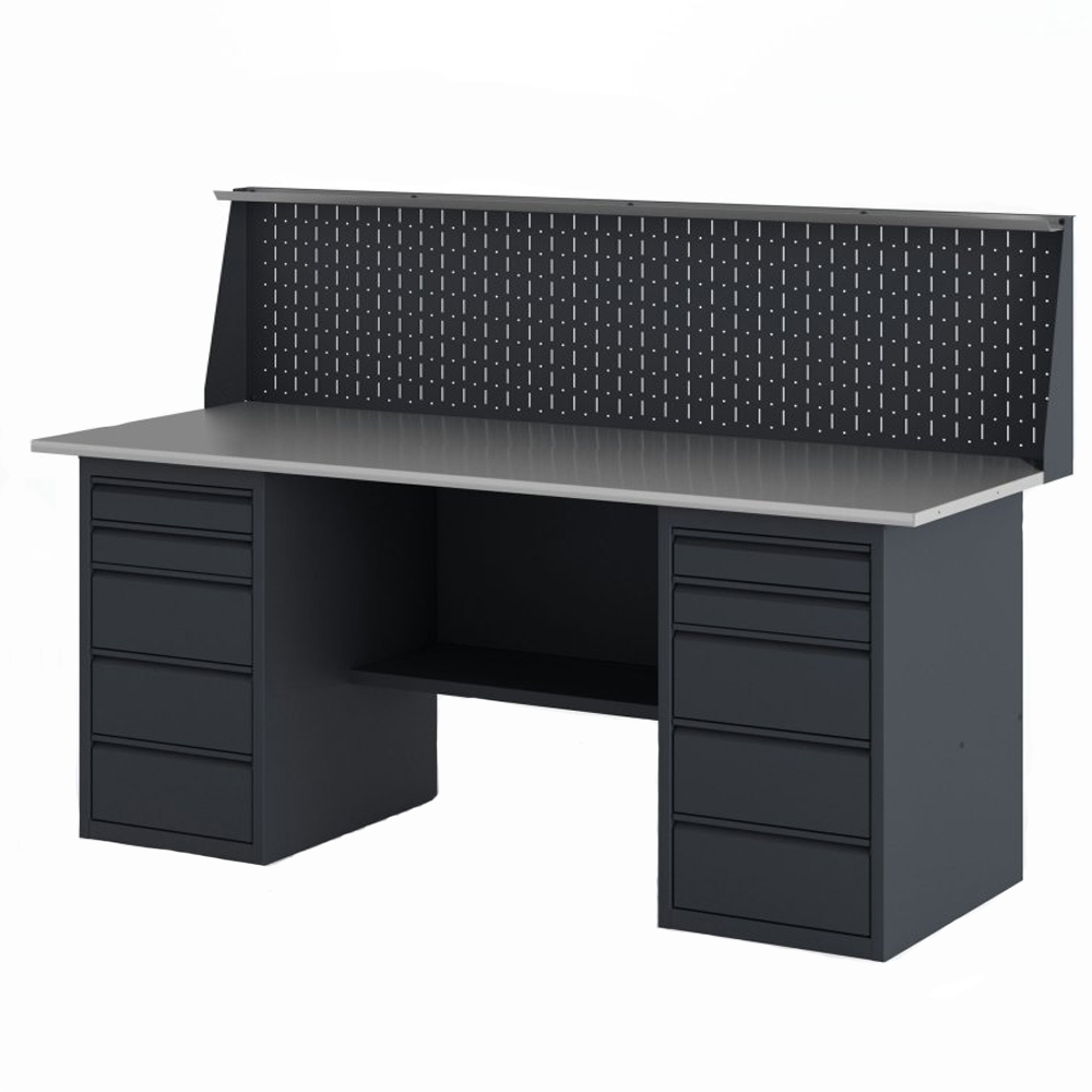 GREENBERG Верстак с двумя тумбами с ящиками 2000мм с перфопанелью VERSTAK_Y2_P_2000