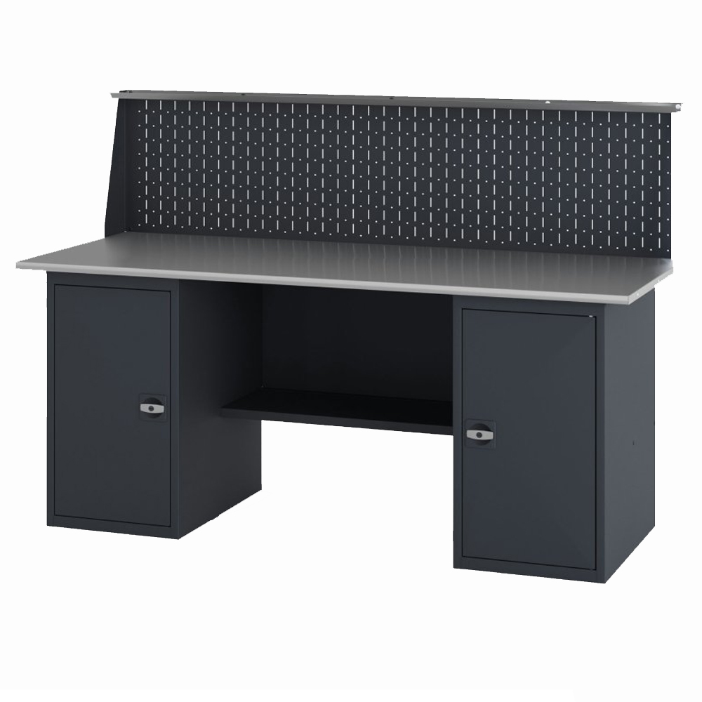 GREENBERG Верстак с двумя тумбами с дверцей 2000мм с перфопанелью VERSTAK_Т2_P_2000