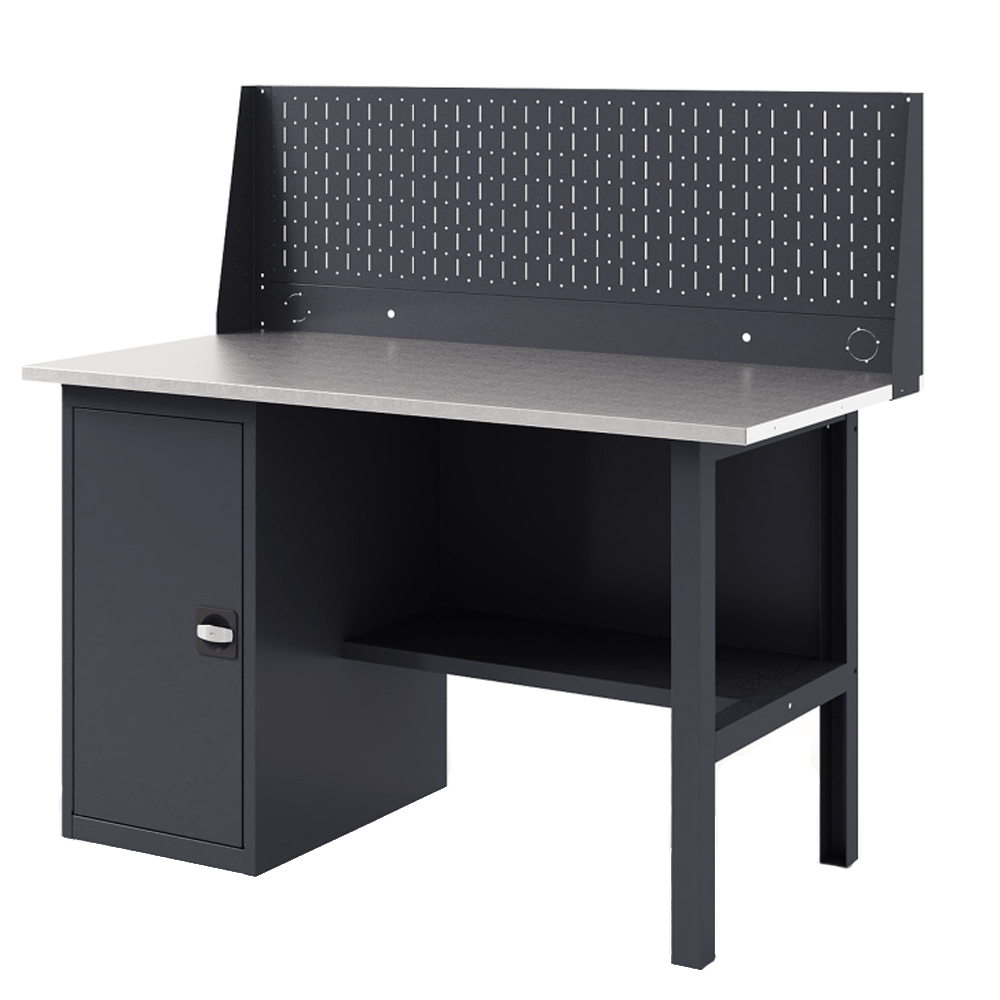 GREENBERG Верстак с перфопанелью одинарной с тумбой 1400мм VERSTAK_Т1_ P1_1400