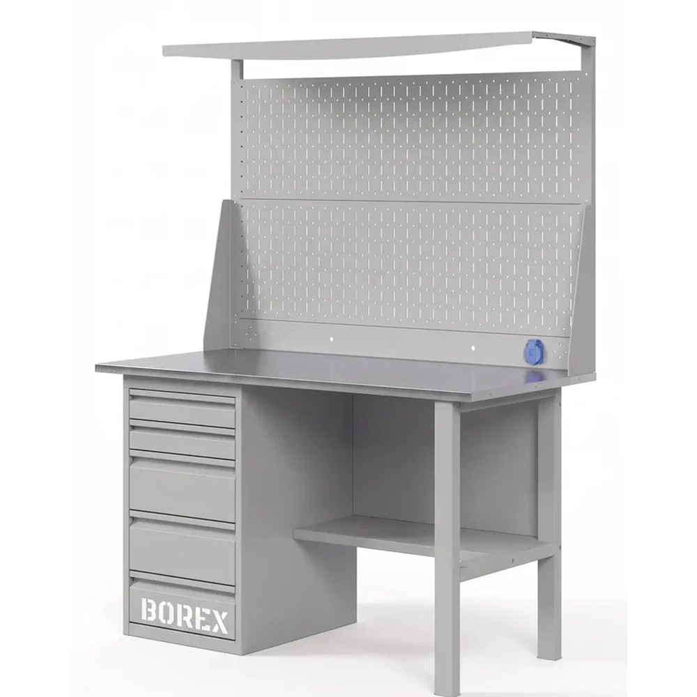 GREENBERG SILVER Верстак с перфопанелью двойной с ящиками 1200мм VERSTAK_SILVER_Y1_Р2_1200
