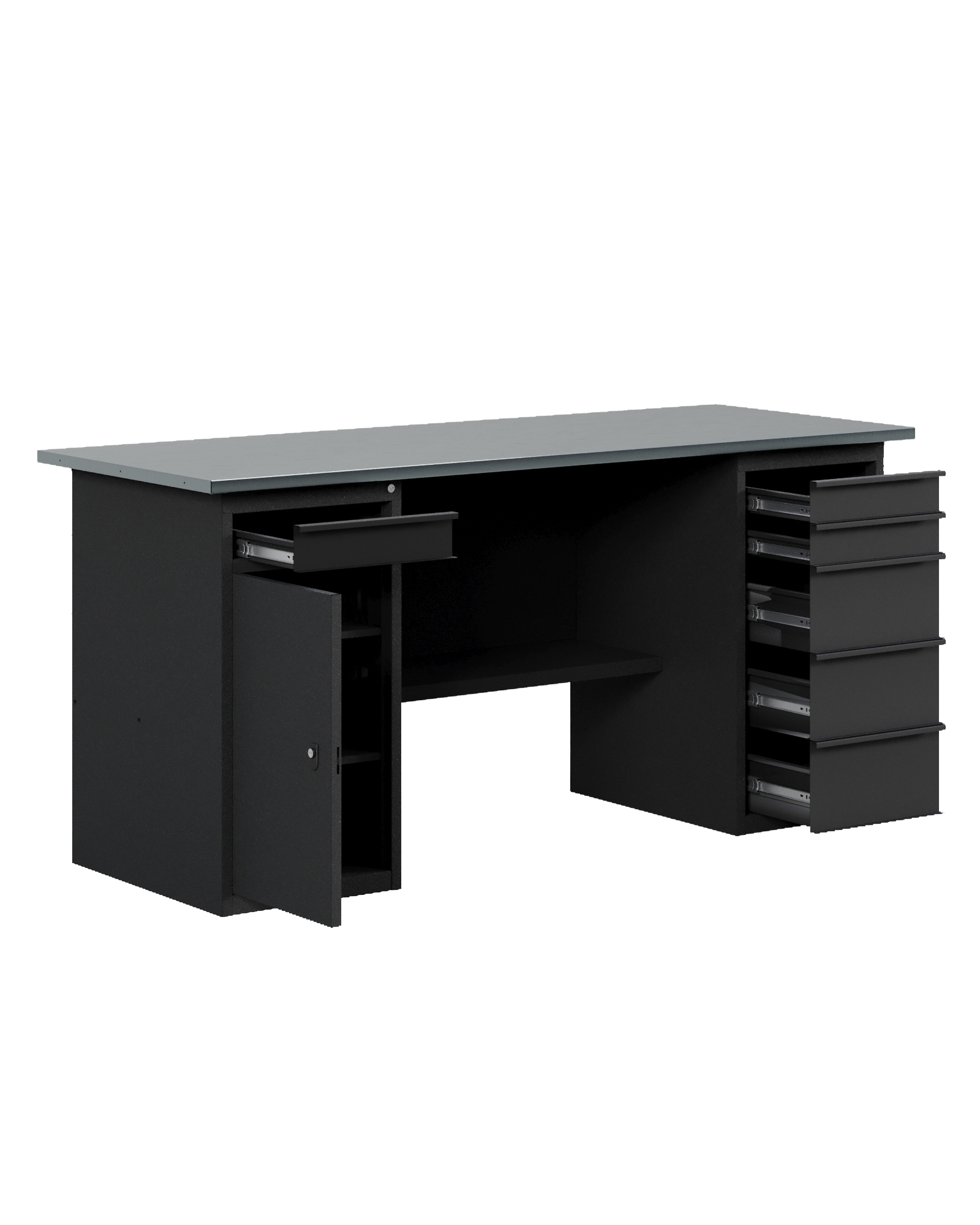 GREENBERG BLACK Верстак-стол с тумбой с ящиками и тумбой/ящик 1800мм VERSTAK_BLACK_WY_1800