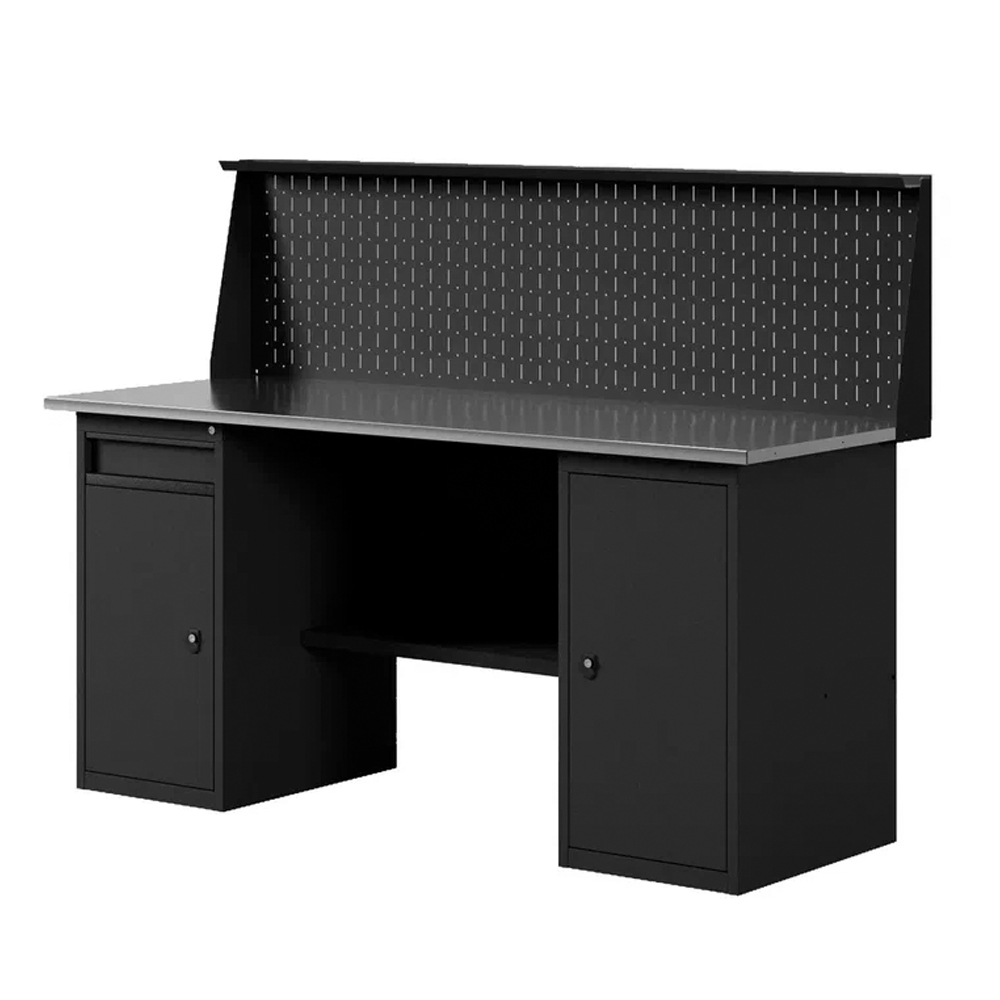 GREENBERG BLACK Верстак-стол с тумбой с дверцей и тумбой/ящик с перфопанелью 2000мм VERSTAK_BLACK_WT_P_2000