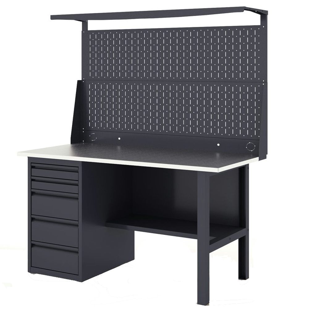 GREENBERG Верстак с перфопанелью двойной с ящиками 1400мм VERSTAK_Y1_Р2_1400