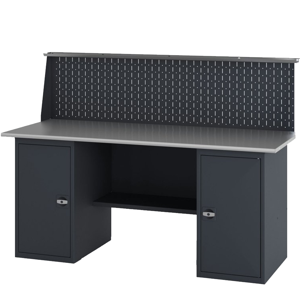 GREENBERG Верстак с двумя тумбами с дверцей с перфопанелью 1600мм VERSTAK_Т2_P_1600