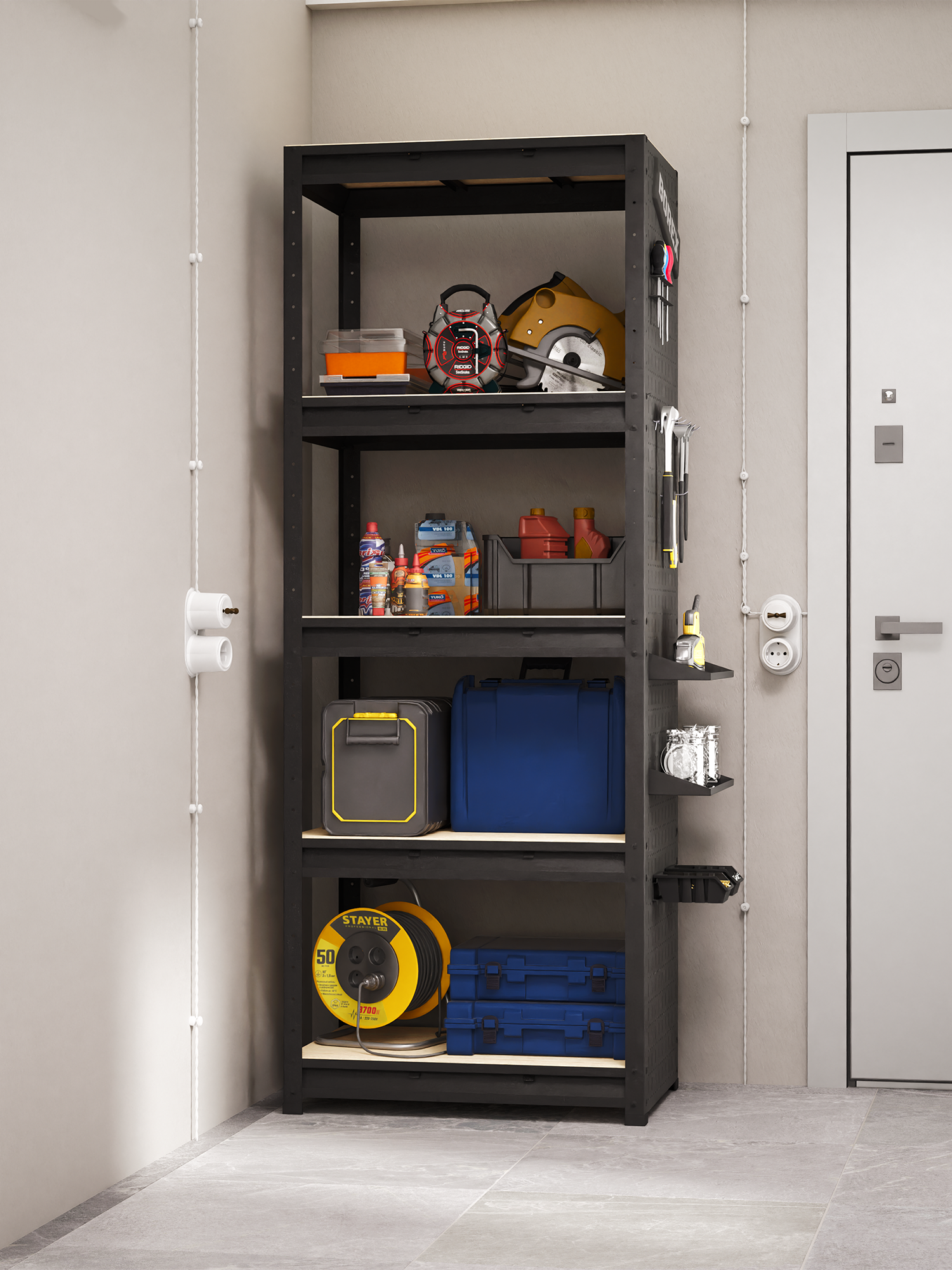 BOREX Стеллаж 750мм с перфопанелью BOREX_STELLAG_PERF-750