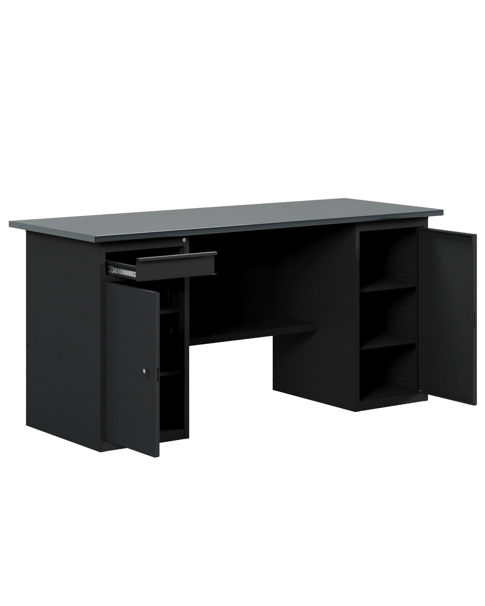 GREENBERG BLACK Верстак-стол с тумбой с дверцей и тумбой/ящик 1600мм VERSTAK_BLACK_WT_1600