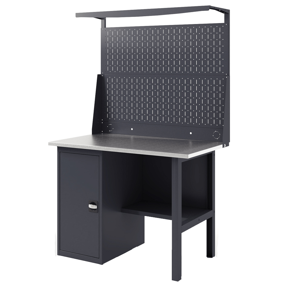 GREENBERG Верстак с перфопанелью двойной с тумбой 1400мм VERSTAK_Т1_ P2_1400