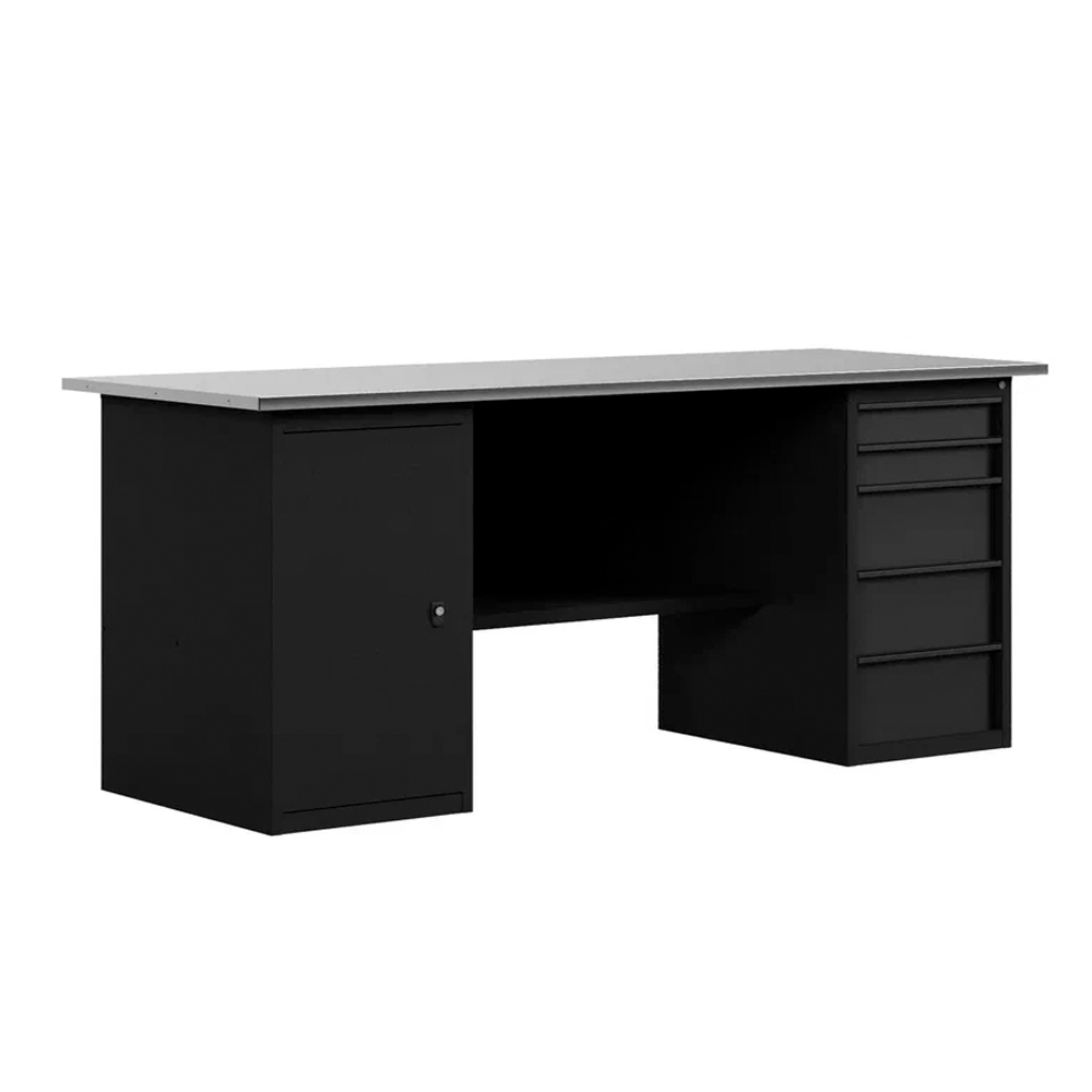 GREENBERG BLACK Верстак-стол с тумбой с ящиками и тумбой с дверцей 1600мм VERSTAK_BLACK_ТY_1600