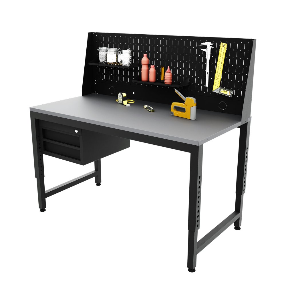 Верстак-стол регулируемый с тумбой и перфопанелью одинарной 1200х700мм VERSTAK_REG_T_P1_1200х700