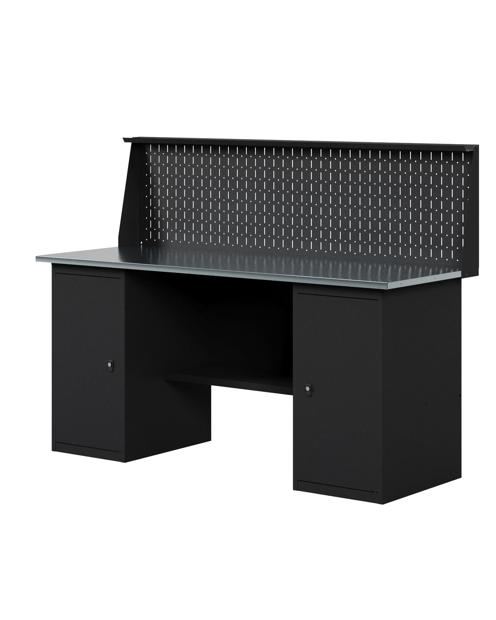 GREENBERG BLACK Верстак-стол с двумя тумбами с дверцей 2000мм с перфопанелью VERSTAK_BLACK_Т2_P_2000