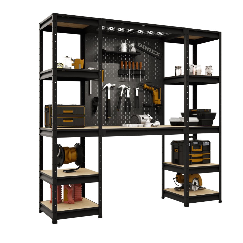 BOREX Верстак-стеллаж 2000х500х2000 для гаража, для мастерской BOREX_VERSTAK_2000