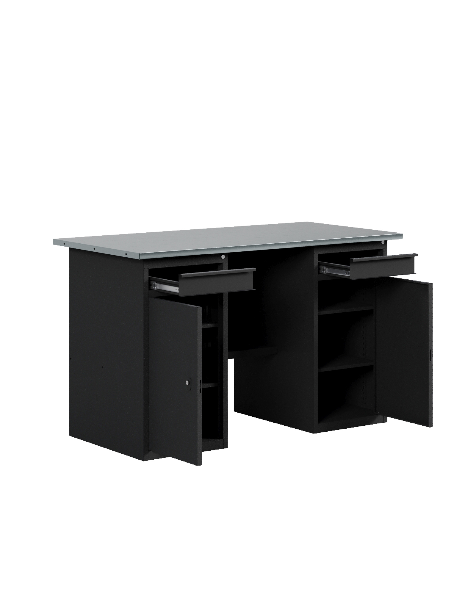 GREENBERG BLACK Верстак-стол с двумя тумбами/ящик 1400мм VERSTAK_BLACK_W2_1400