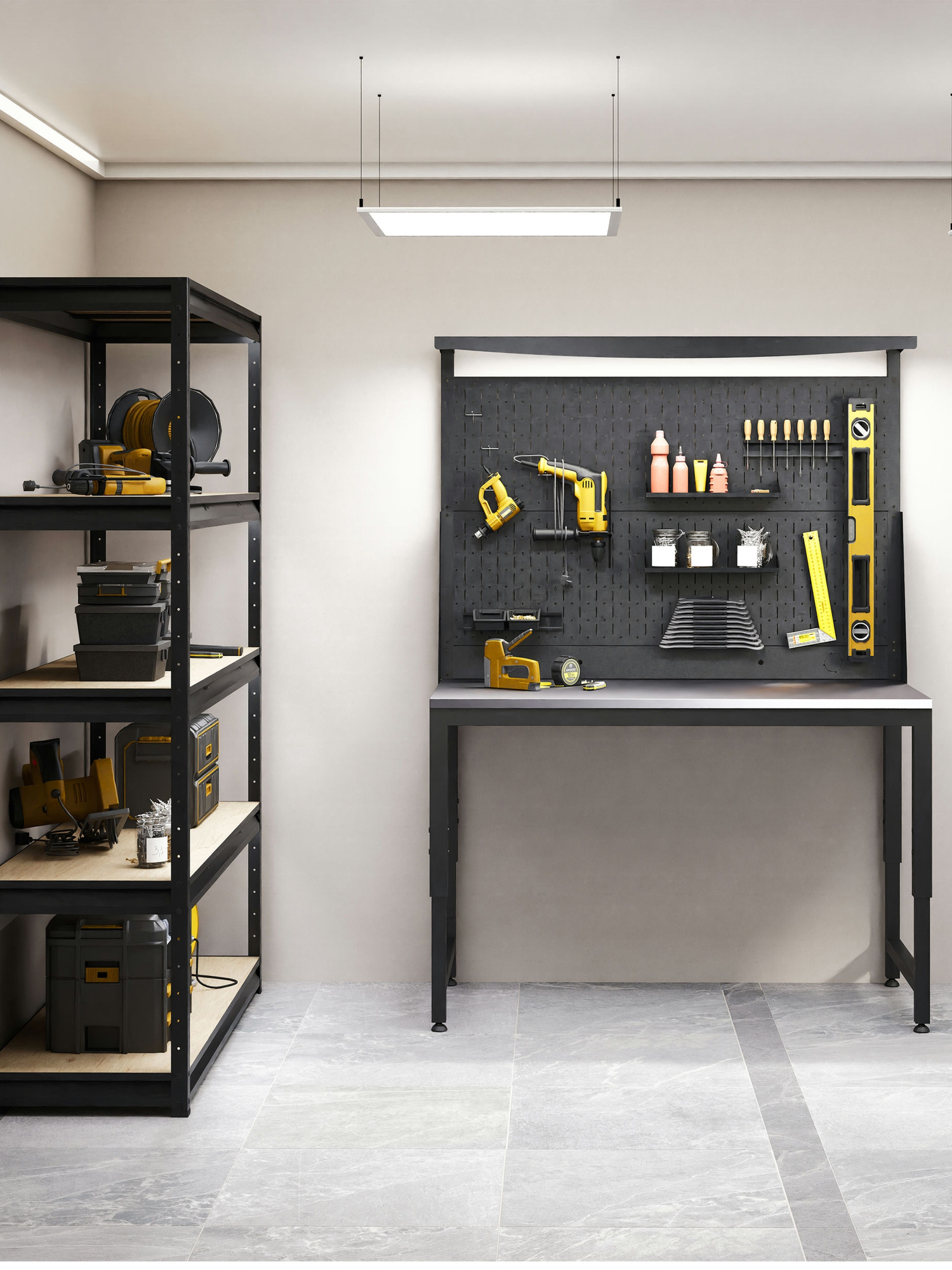 BOREX Верстак регулируемый с перфопанелью двойной 1200х600мм VERSTAK_REG_P2_1200х600