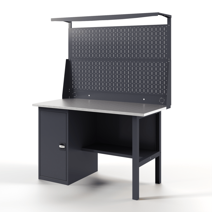 GREENBERG Верстак с перфопанелью двойной с тумбой 1400мм VERSTAK_Т1_ P2_1400