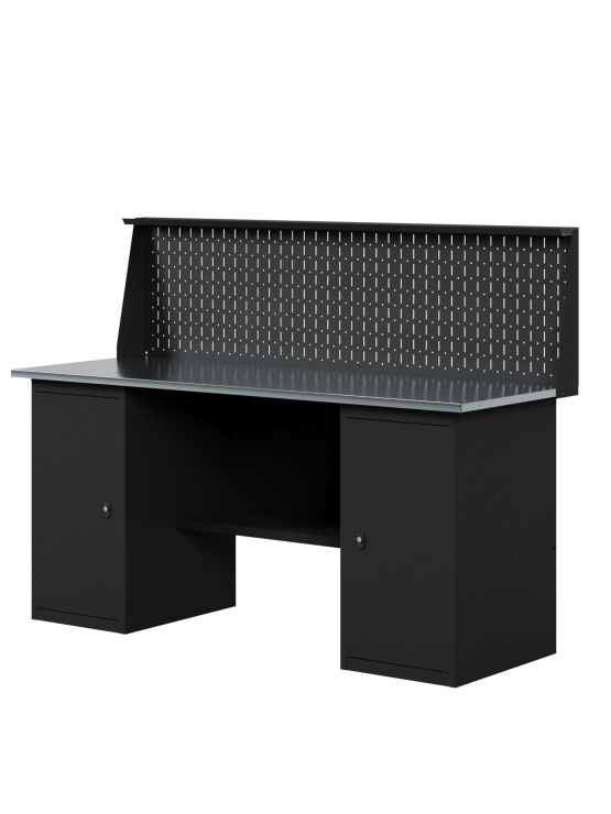 GREENBERG BLACK Верстак-стол с двумя тумбами с дверцей 2000мм с перфопанелью VERSTAK_BLACK_Т2_P_2000