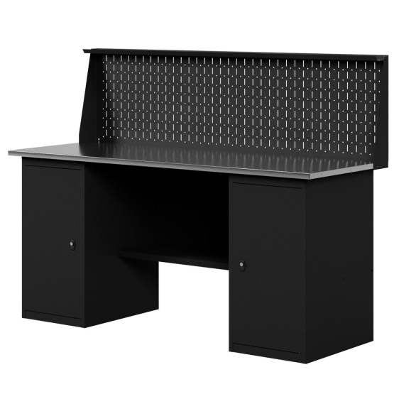 GREENBERG BLACK Верстак-стол с двумя тумбами с дверцей с перфопанелью 1600мм VERSTAK_BLACK_Т2_P_1600