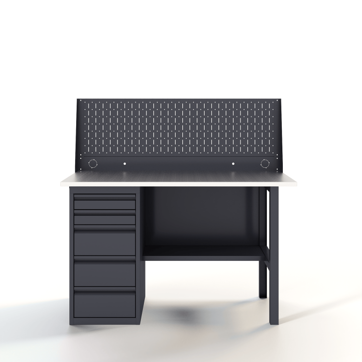 GREENBERG Верстак с перфопанелью одинарной с ящиками 1400мм VERSTAK_Y1_Р1_1400