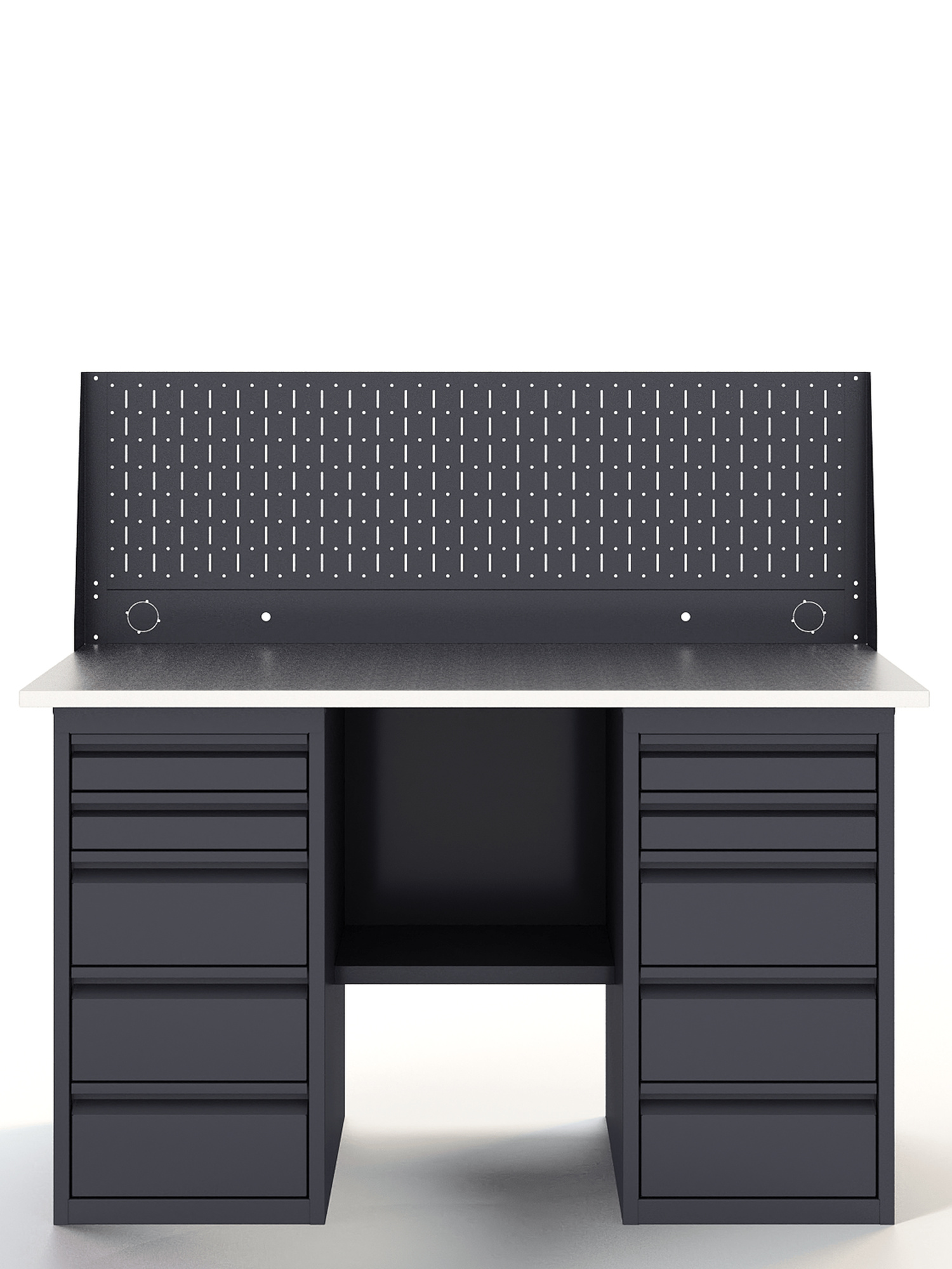 GREENBERG Верстак с перфопанелью одинарной с двумя ящиками 1400мм VERSTAK_Y2_Р1_1400