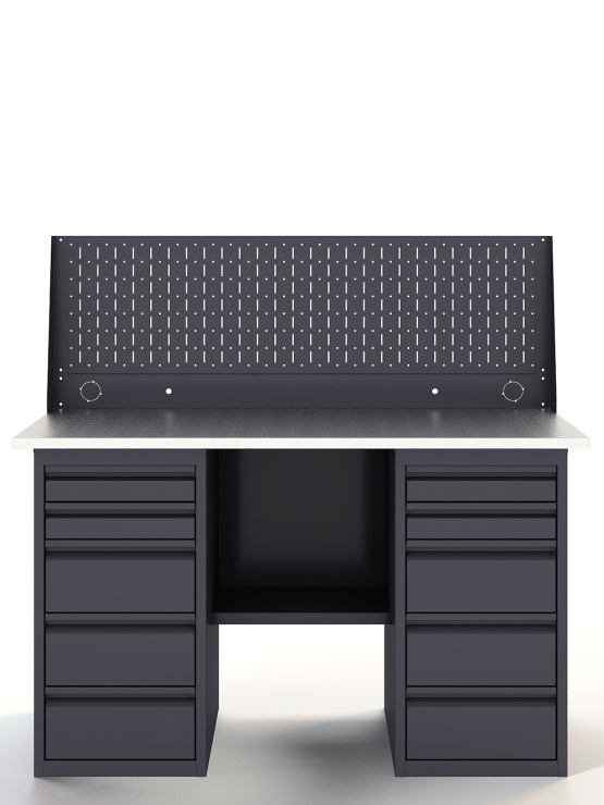 GREENBERG Верстак с перфопанелью одинарной с двумя ящиками 1400мм VERSTAK_Y2_Р1_1400