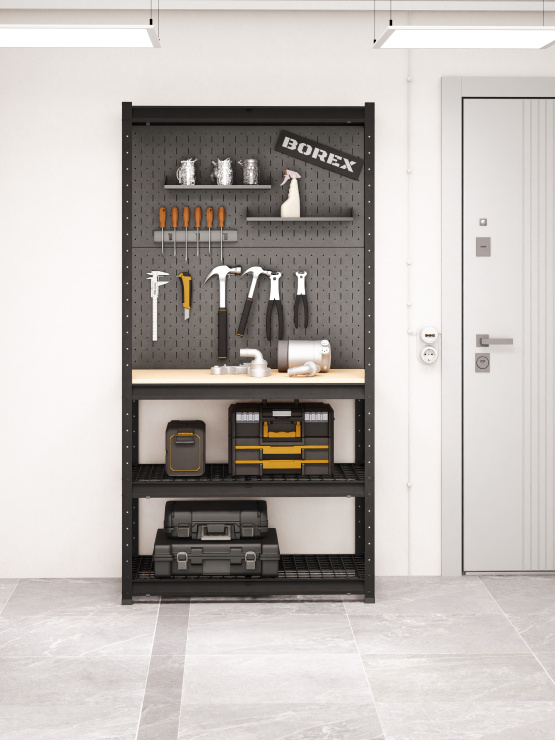 BOREX Верстак-стеллаж 1000х500х2000 для гаража, для мастерской BOREX_VERSTAK_1000