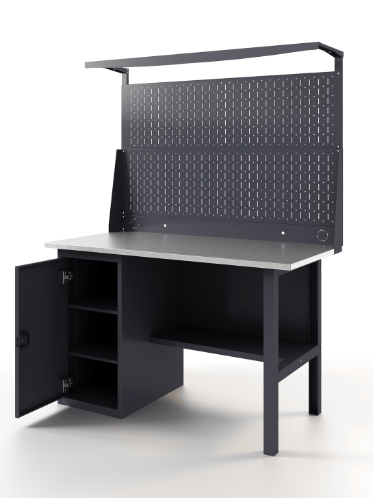 GREENBERG Верстак с перфопанелью двойной с тумбой 1400мм VERSTAK_Т1_ P2_1400