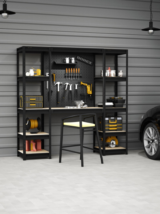 BOREX Верстак-стеллаж 2000х500х2000 для гаража, для мастерской BOREX_VERSTAK_2000