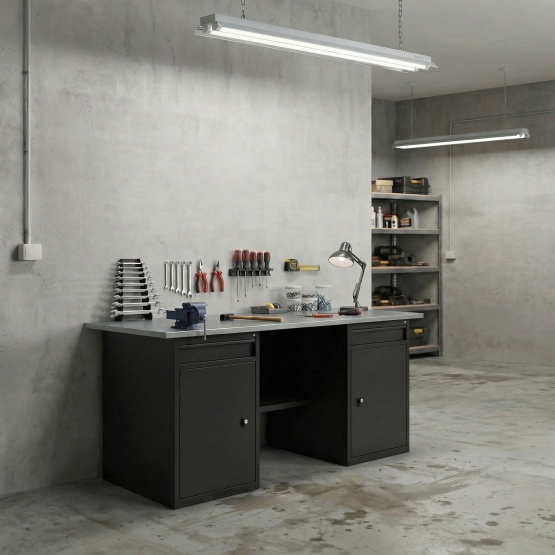 GREENBERG BLACK Верстак-стол с двумя тумбами/ящик 1400мм VERSTAK_BLACK_W2_1400