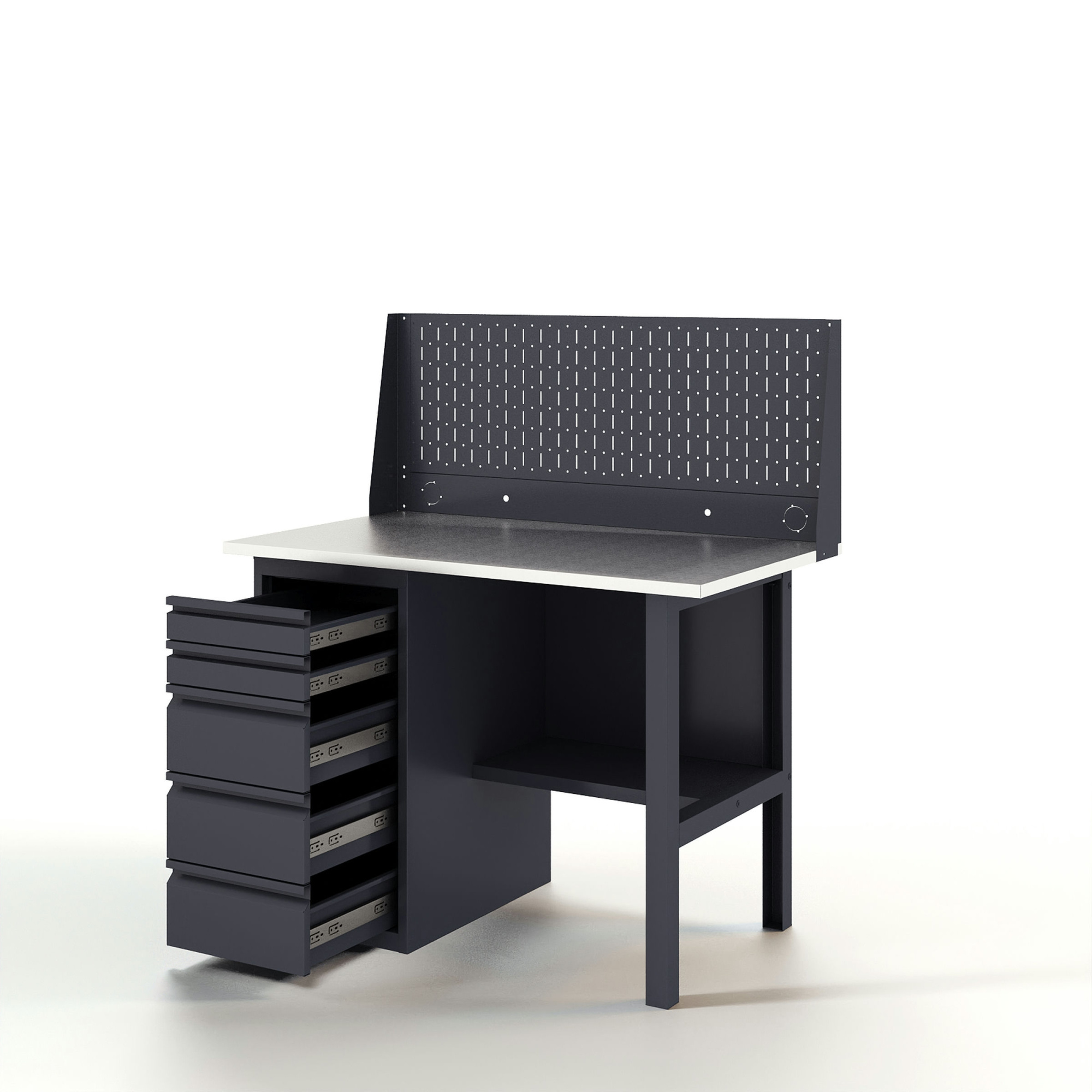 GREENBERG Верстак с перфопанелью одинарной с ящиками 1200мм VERSTAK_Y1_Р1_1200