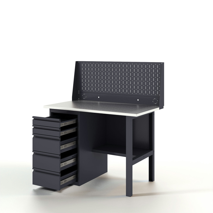 GREENBERG Верстак с перфопанелью одинарной с ящиками 1200мм VERSTAK_Y1_Р1_1200