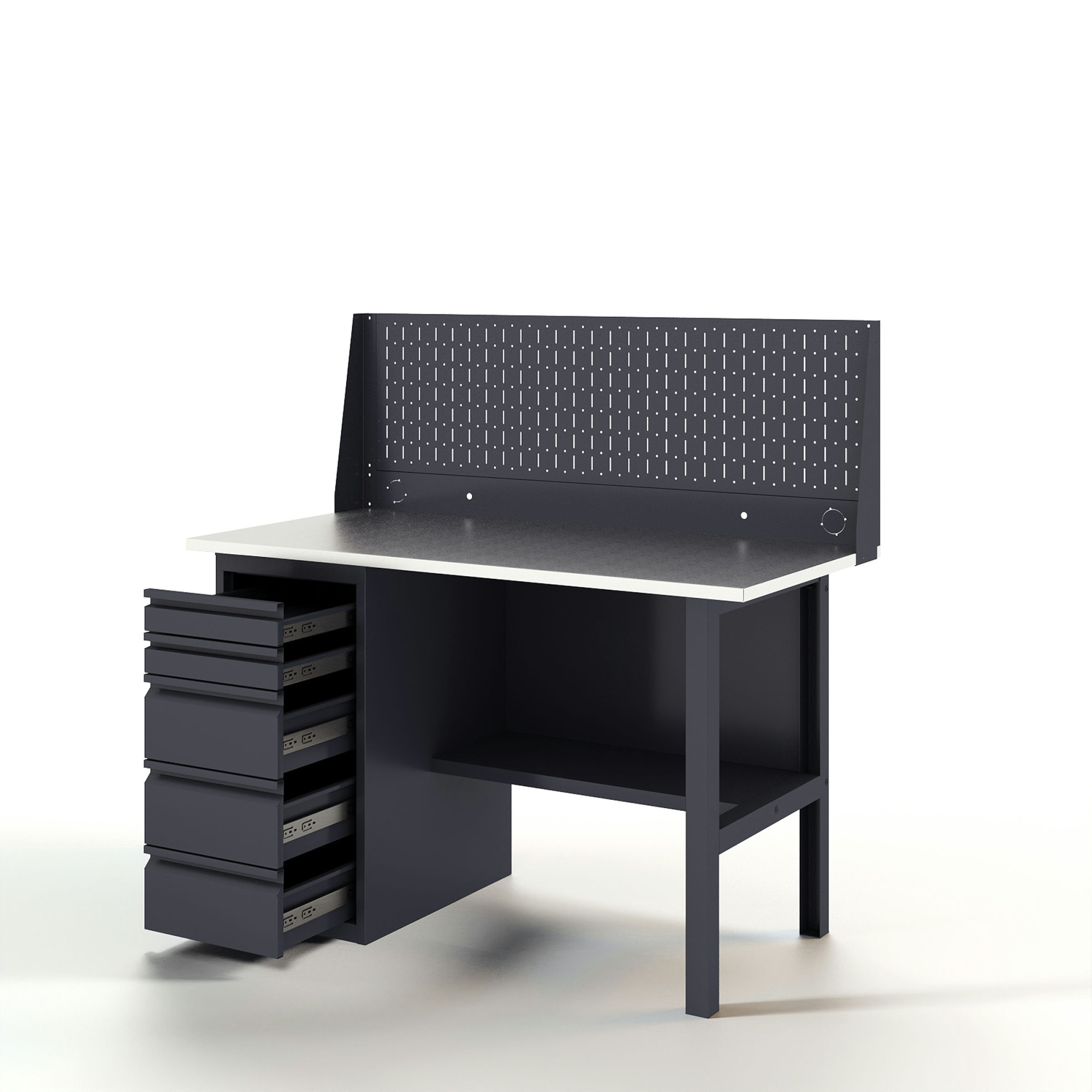 GREENBERG Верстак с перфопанелью одинарной с ящиками 1400мм VERSTAK_Y1_Р1_1400