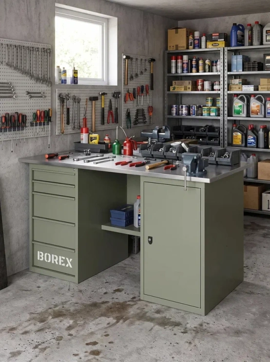 GREENBERG OLIVE Верстак с тумбой и ящиками 1400мм VERSTAK_OLIVE_ТY_1400
