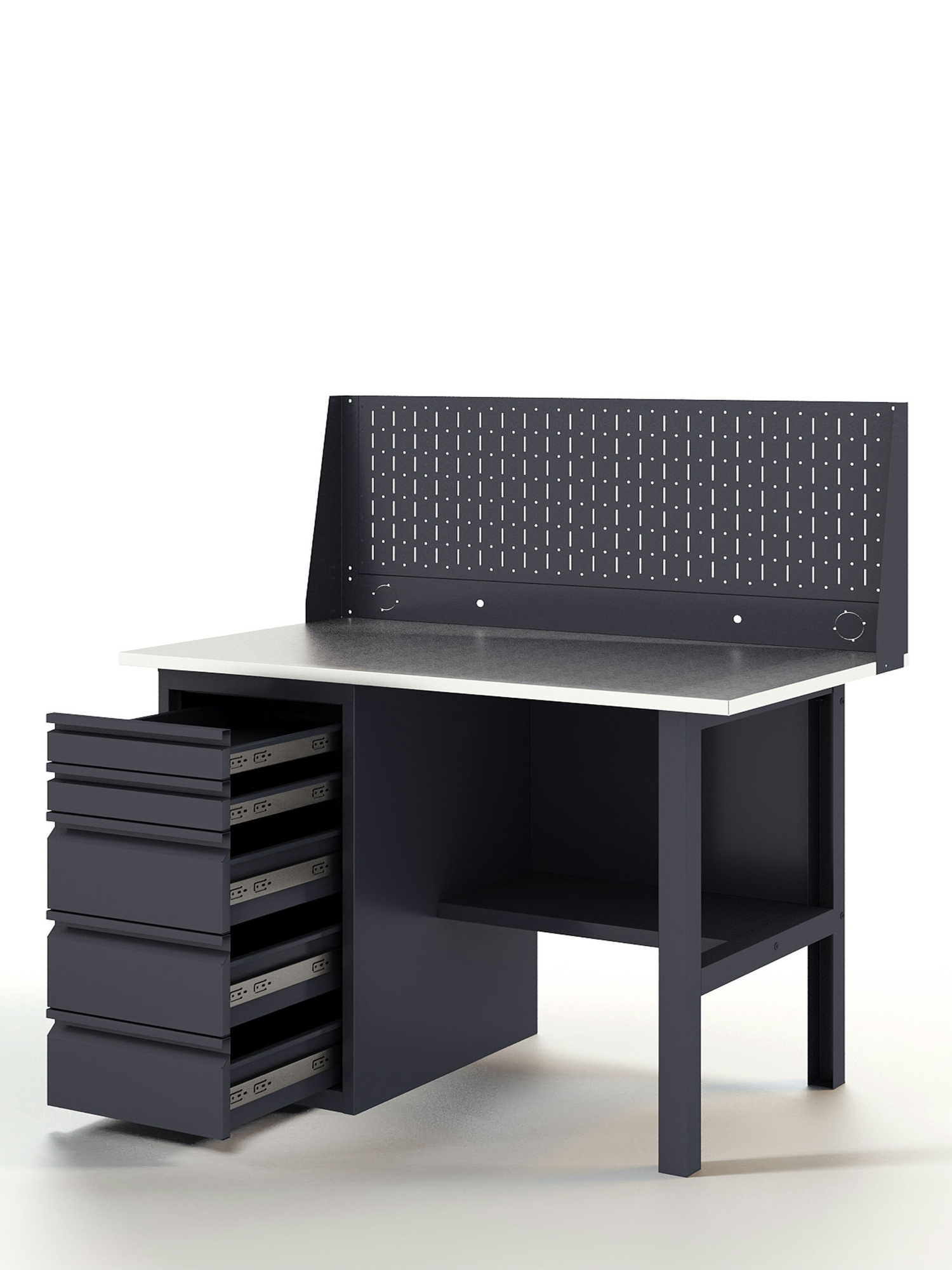 GREENBERG Верстак с перфопанелью одинарной с ящиками 1200мм VERSTAK_Y1_Р1_1200