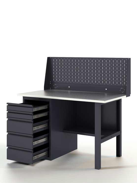 GREENBERG Верстак с перфопанелью одинарной с ящиками 1200мм VERSTAK_Y1_Р1_1200