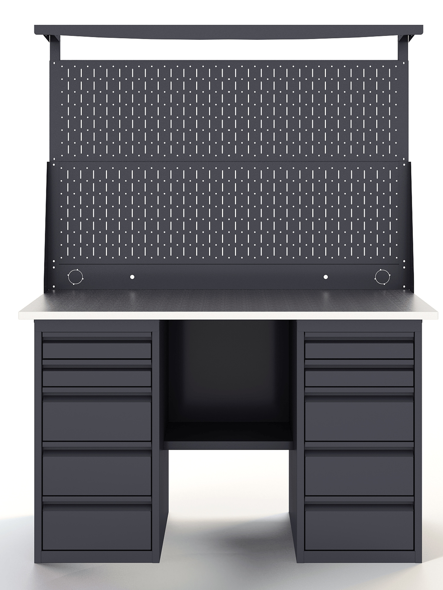 GREENBERG Верстак с перфопанелью двойной с двумя ящиками 1400мм VERSTAK_Y2_Р2_1400