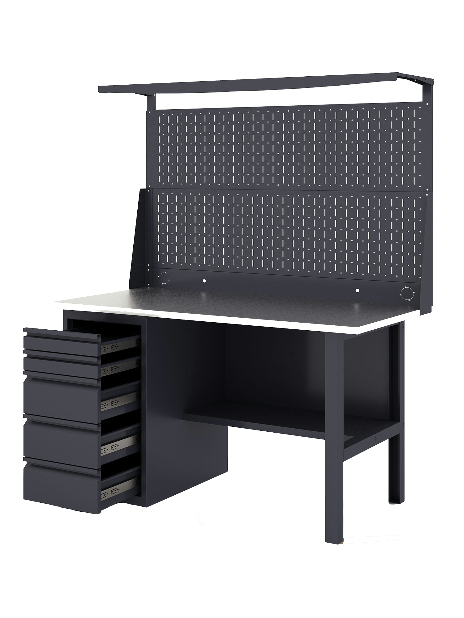 GREENBERG Верстак с перфопанелью двойной с ящиками 1400мм VERSTAK_Y1_Р2_1400