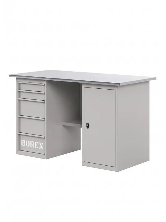 GREENBERG SILVER Верстак с тумбой и ящиками 1400мм VERSTAK_SILVER_ТY_1400