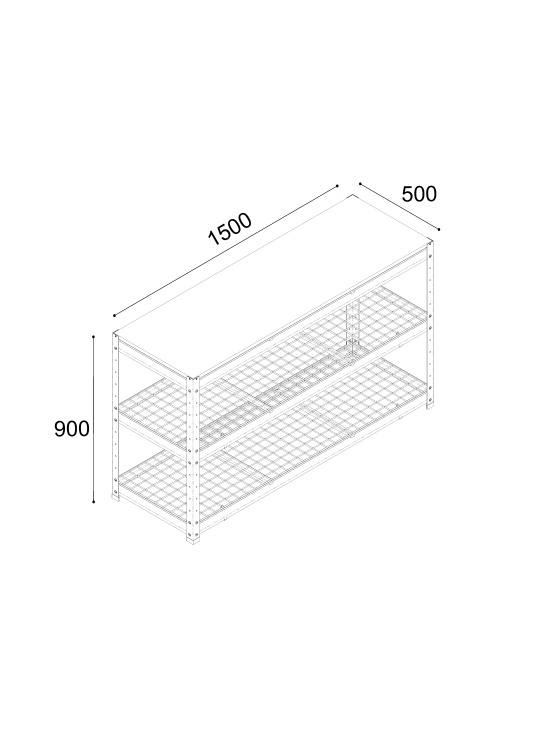 BOREX Верстак-стеллаж 1500х500х900 для гаража, для мастерской BOREX_VERSTAK_900