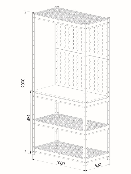 BOREX Верстак-стеллаж 1000х500х2000 для гаража, для мастерской BOREX_VERSTAK_1000
