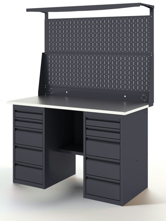 GREENBERG Верстак с перфопанелью двойной с двумя ящиками 1400мм VERSTAK_Y2_Р2_1400