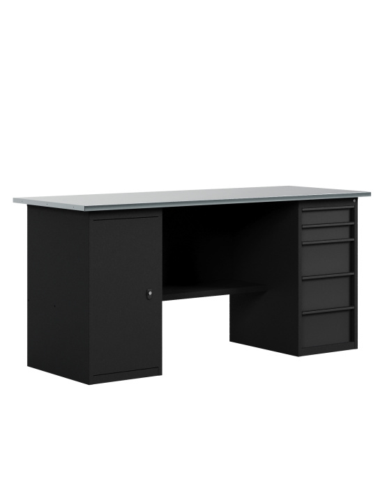 GREENBERG BLACK Верстак-стол с тумбой с ящиками и тумбой с дверцей 1800мм VERSTAK_BLACK_ТY_1800
