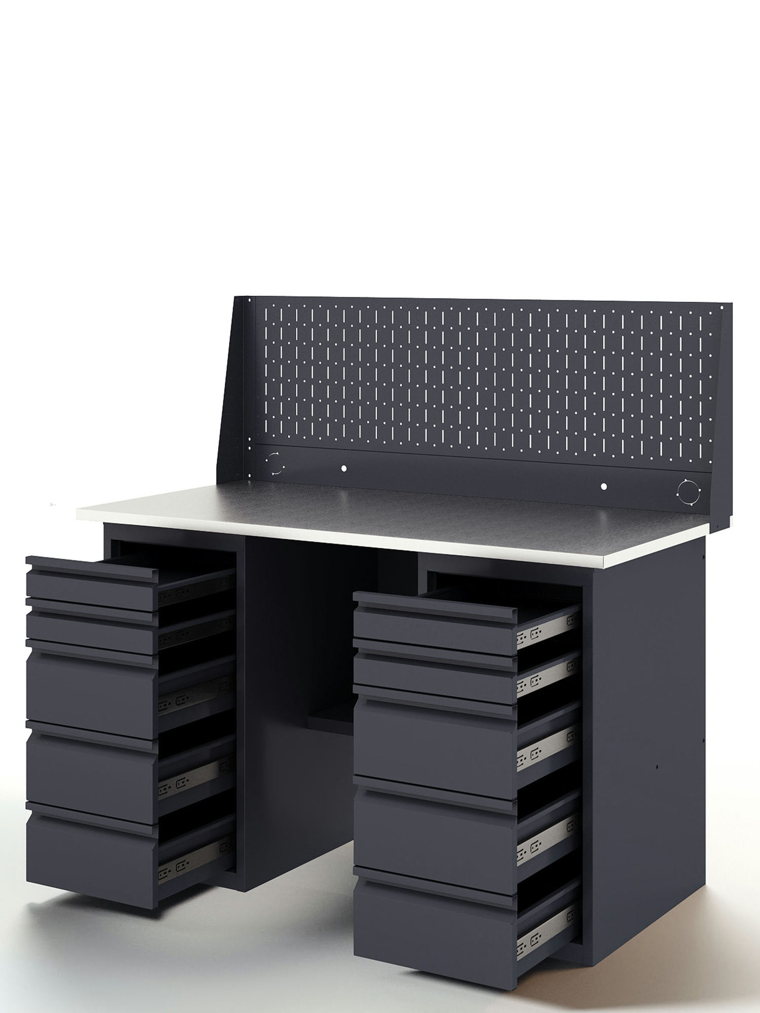 GREENBERG Верстак с перфопанелью одинарной с двумя ящиками 1400мм VERSTAK_Y2_Р1_1400