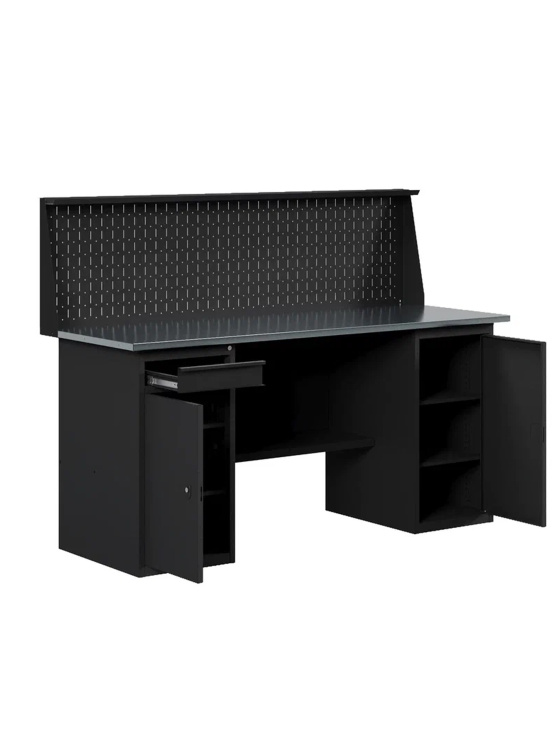 GREENBERG BLACK Верстак-стол с тумбой с дверцей и тумбой/ящик с перфопанелью 2000мм VERSTAK_BLACK_WT_P_2000