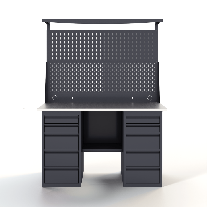 GREENBERG Верстак с перфопанелью двойной с двумя ящиками 1400мм VERSTAK_Y2_Р2_1400