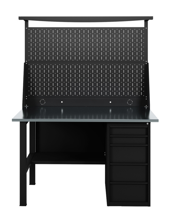 GREENBERG BLACK Верстак-стол с перфопанелью двойной с ящиками 1200мм VERSTAK_BLACK_Y1_Р2_1200