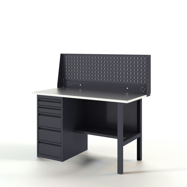 GREENBERG Верстак с перфопанелью одинарной с ящиками 1400мм VERSTAK_Y1_Р1_1400